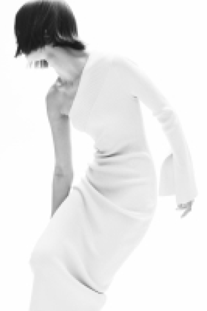 Rib-knit one-shoulder dress