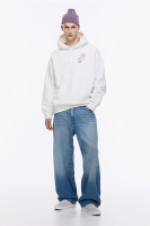 Oversized Fit Motif-detail hoodie