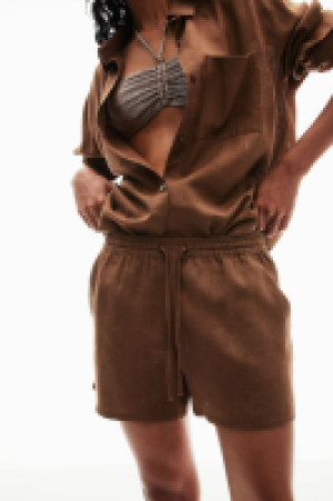 HM  Linen-blend pull-on shorts