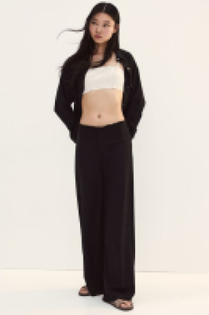 Frayed-edge linen-blend trousers