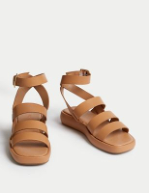 M&s Collection Leather Ankle Strap Flatform Sandals