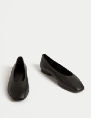 M&s Collection Leather Square Toe Ballet Pumps