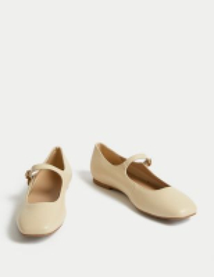 M&s Collection Buckle Flat Square Toe Ballet Pumps
