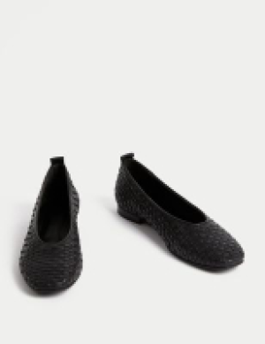 M&s Collection Leather Woven Flat Ballet Pumps