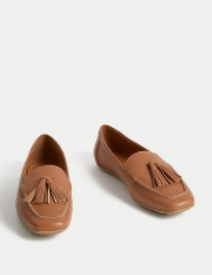 M&s Collection Wide Fit Leather Tassel Flat Boat Shoes