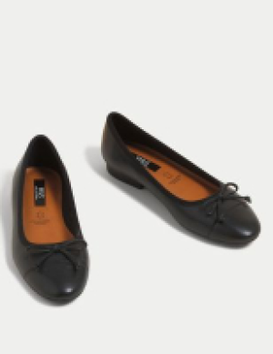 M&s Collection Leather Bow Ballet Pumps
