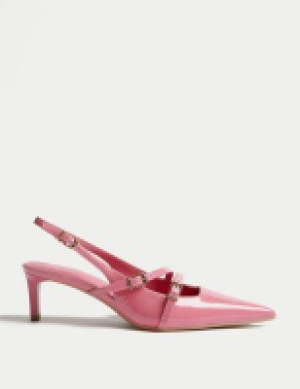 M&s Collection Leather Buckle Kitten Heel Slingbacks