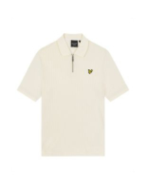 Lyle & Scott Pure Cotton Textured Striped Half Zip Polo