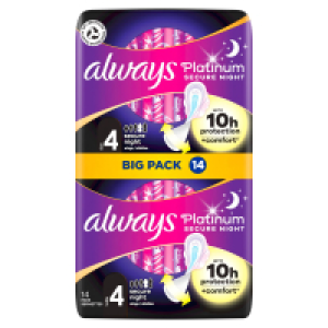 Always Platinum Secure Night Sanitary Towels Size 4 4.69 €