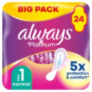 Always Platinum Normal Pads with Wings 24 Pack 4.69 €