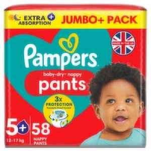 Pampers Baby-Dry Nappy Pants Size 5+ Jumbo+ Pack 16.00 €