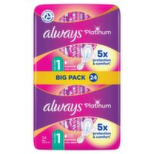 Always Platinum Normal Pads with Wings 24 Pack