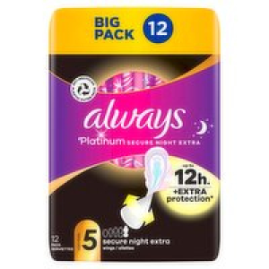 Always Platinum Secure Night Extra Sanitary Towels Size 5