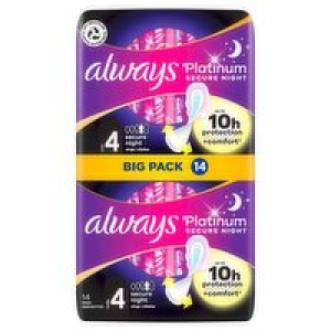 Always Platinum Secure Night Sanitary Towels Size 4