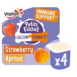 Yoplait Petits Filous Strawberry & Apricot Big Pot 4 Pack