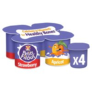 Yoplait Petits Filous Strawberry & Apricot Big Pot 4 Pack