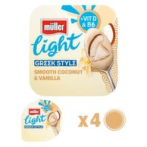 Muller Light Greek Style Coconut & Vanilla Yogurt 4 Pack
